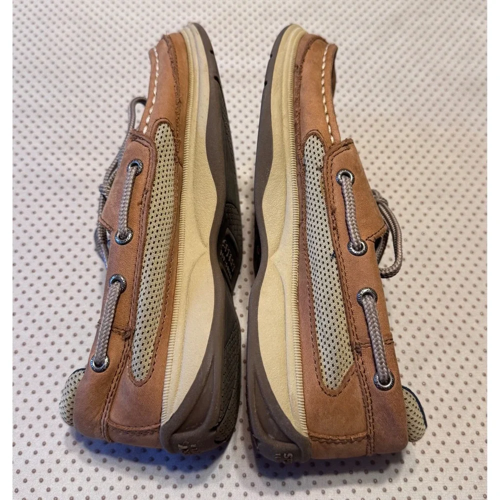 Sperry Top-Sider Kids Billfish Tan Leather Mesh Boat Shoes Loafers Size 2.5M